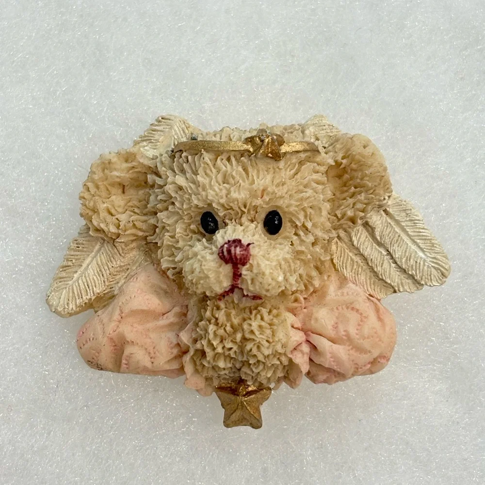 Angel Teddy Bear Resin Brooch Pin Preowned